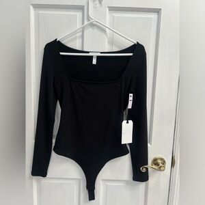 LEITH NORDSTROM NWT Black Long Sleeve Stretch Bodysuit Bottom Snaps SIZE MEDIUM